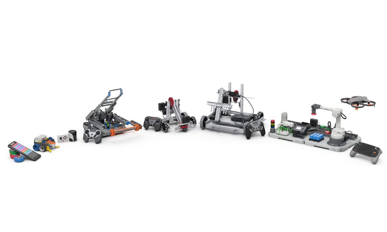 VEX Robotics continuum, showing robots and equipment across its product range