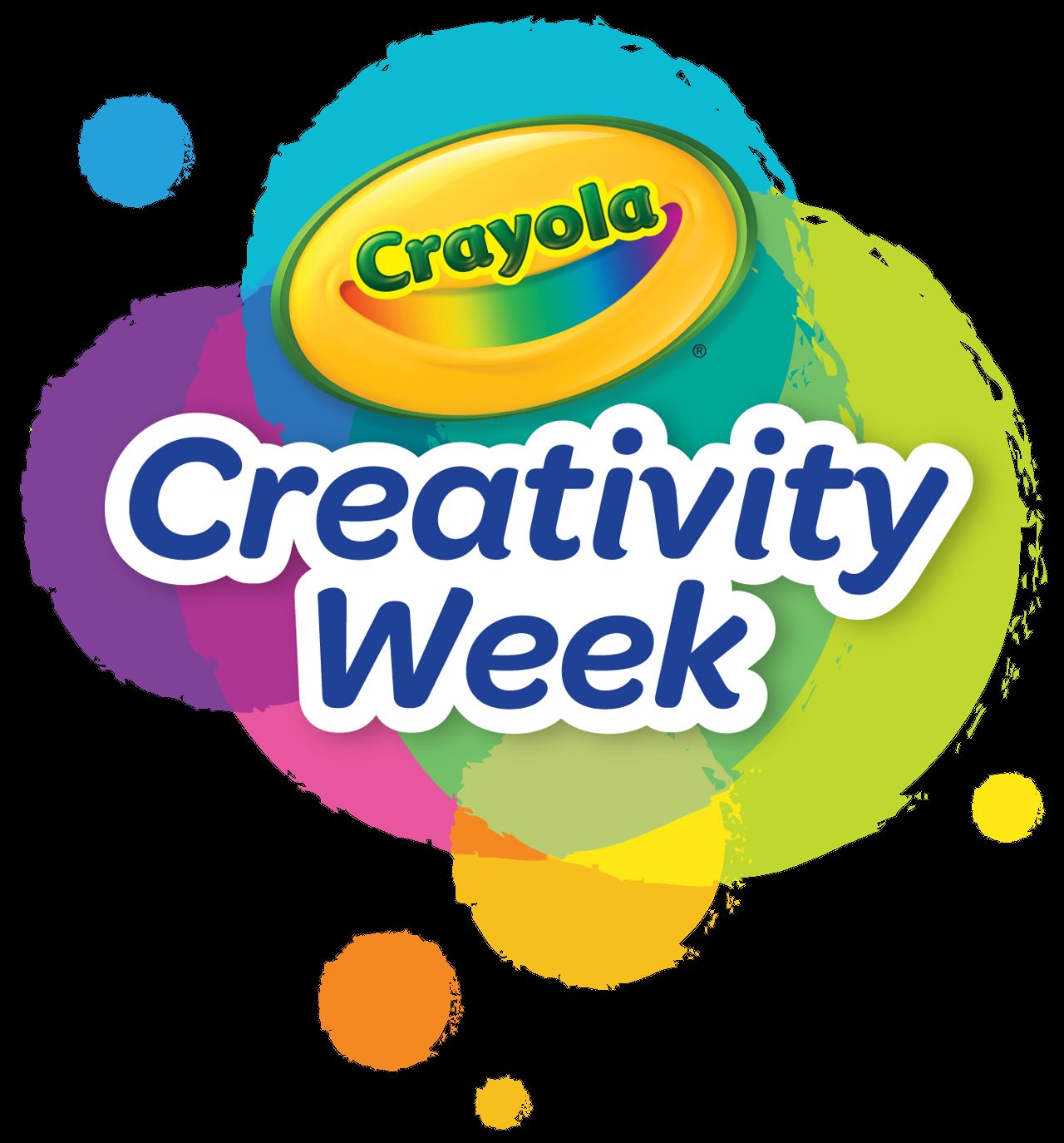 Crayola Creativity Week logo with colourful paint shapes